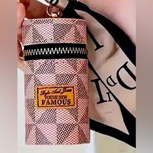 ⭐️NWT Pink Zipper Bag Charm Coin Purse Or Cosmetic Holder With Tied On Scarf